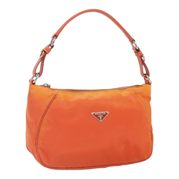 PRADA Shoulder Bag Nylon Orange Silver Auth 89359 - Picture 1 of 16